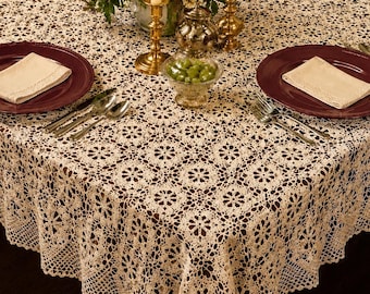 Vintage Häkeldecke Muster PDF | Fancy Lace Tischdekoration | Motiv Filet Lace Decke