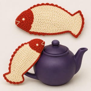 Modello all'uncinetto per sottopentola vintage e coprimanico per teiera / Decorazione da cucina retrò, coprimanico per padella calda, modello PDF, sottopentola nautico