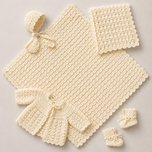 Vintage Crochet Baby Layette Pattern | Heirloom Shell Stitch Set (PDF Download)