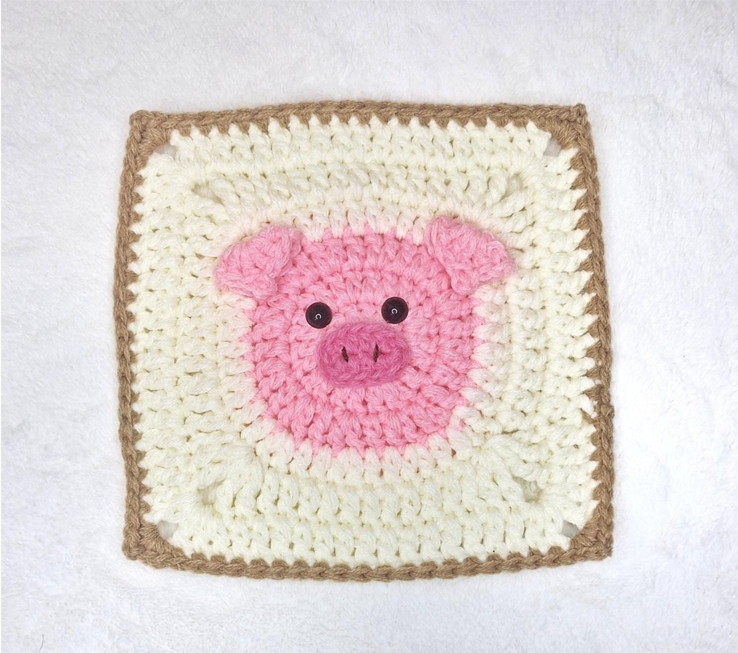 32 Our List of Adorable Crochet Pigs: Create Your Own Pig Plushie! 21 Pig Granny Square Crochet