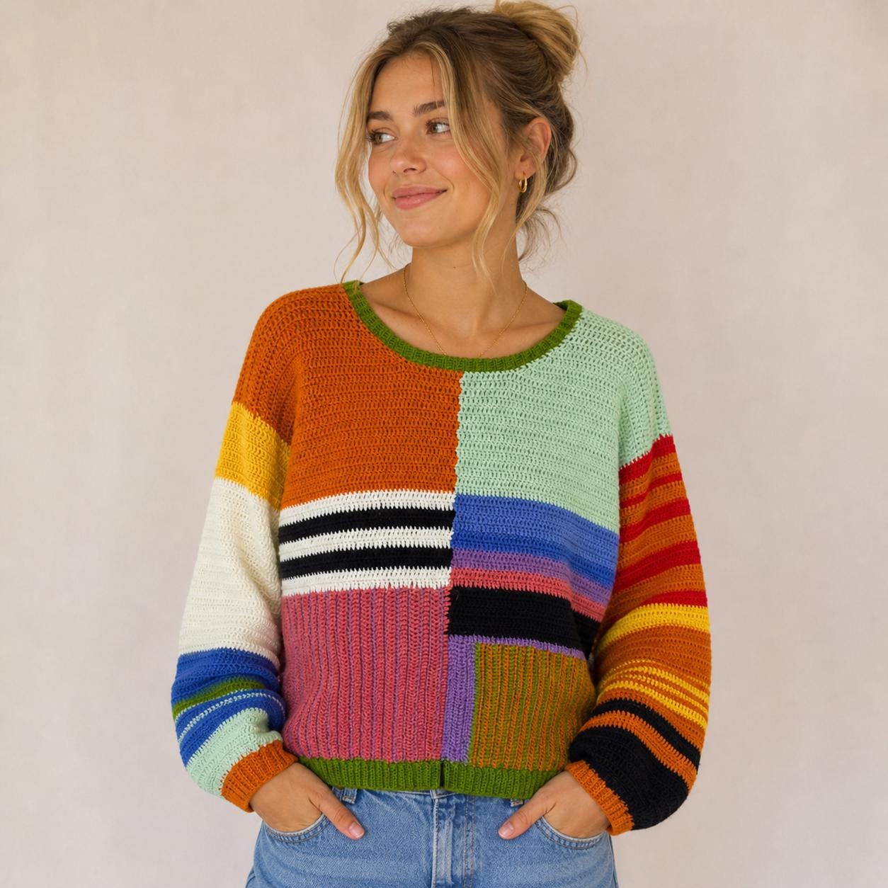Color Pop Patchwork Sweater Pattern