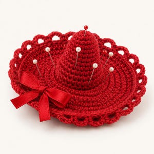 Vintage Sombrero Pin Cushion Crochet Pattern PDF, Mini Hat Thimble Holder, Retro Sewing Kit