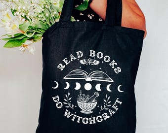 Book Lovers Tote for Witch for Funny Readers Bag for Witchy Canvas Tote for Women Birthday Gift for Magical Book Club for Fantasy Reader