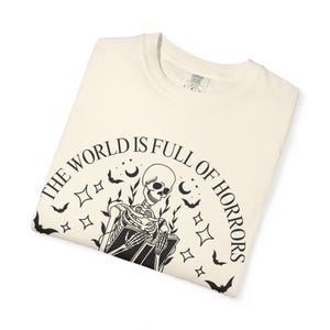Spooky Shirt for Reader Funny Book Tee for Halloween Skeleton Shirt for Book Lover Goth T-Shirt for Literary Girl Bookish Halloween TBR Tee image 8