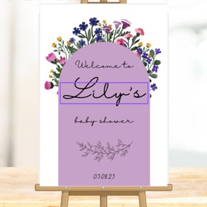 Wildflower Baby Shower A2 Editable Template Welcome Sign Canva Template Digital Download Floral Baby Shower Sign