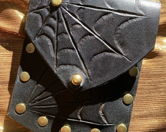 Black leather spiderweb envelope wallet