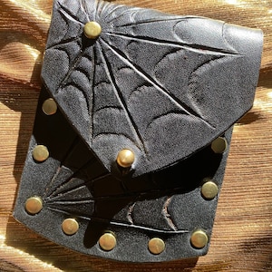 Black leather spiderweb envelope wallet