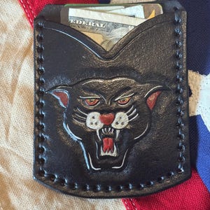 Panter Leder traditional Tattoo Kartenhalter