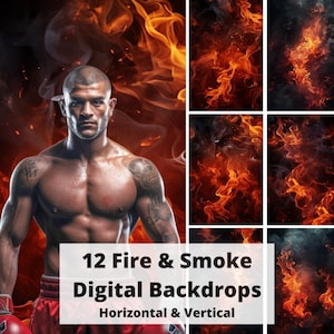 Fire Background | Fire and Smoke Digital Backdrop | Fire Photoshop Overlay | Flames Background | Inferno Background | Fire Digital Paper