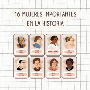 Jeu éducatif 16 cartes avec des femmes importantes de l'histoire 8 mars