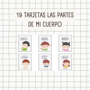 19 Tarjetas Educativas Las Parte de mi Cuerpo. Tarjetas Imprimibles. Tarjetas Didácticas.