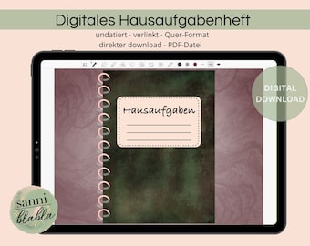 digital school planner | digital homework book || undated || for good notes, notability, etc. || PDF homework book