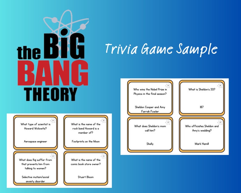 The Big Bang Theory Trivia Game | 4 Questions on Each A4 Page | 60