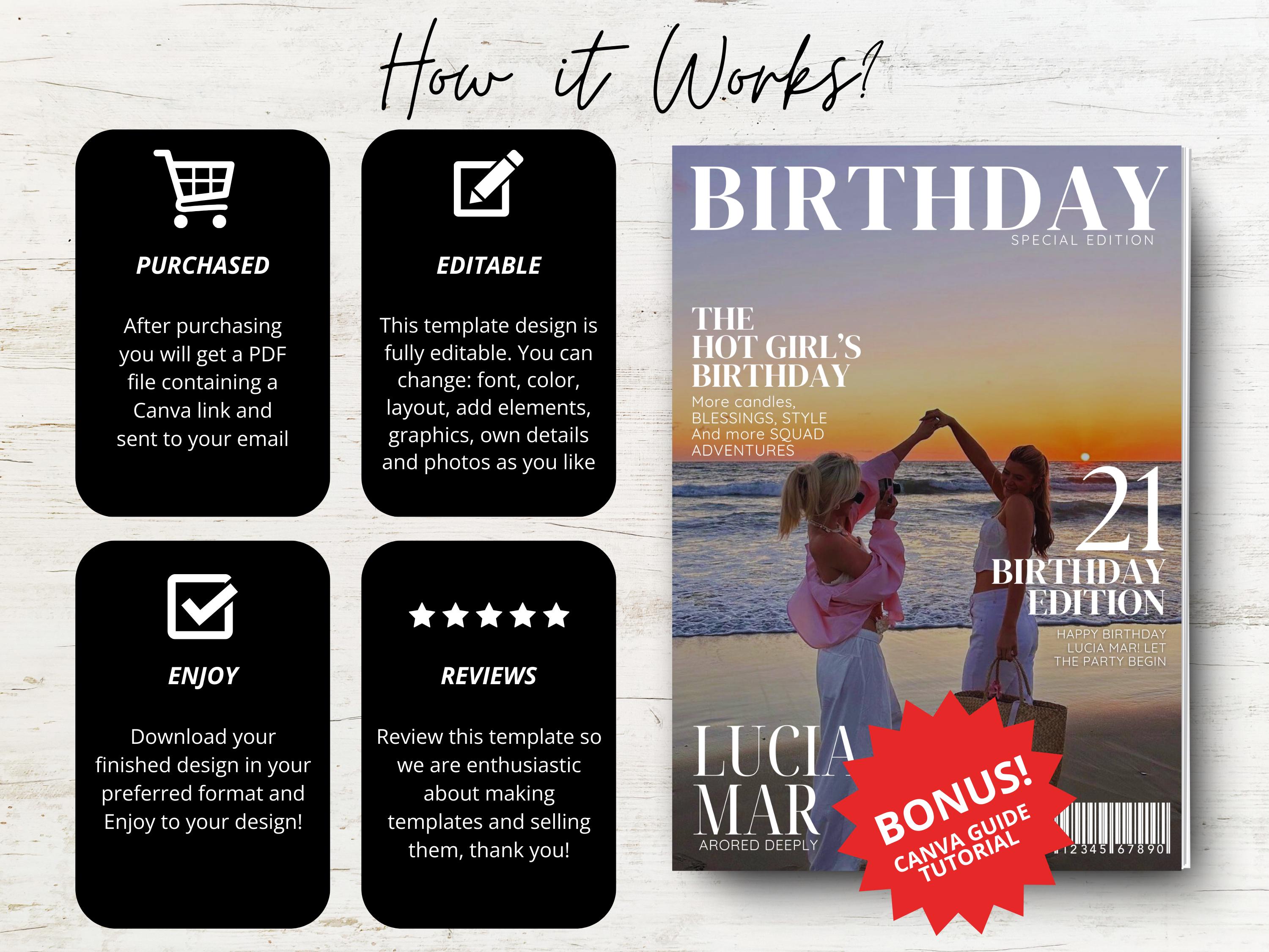 Magazine Card Custom Birthday Magazine Template, Canva Template Magazine, Bestfriend ...