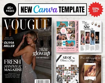Magazine Birthday Templates, Magazine Canva Template For Best Friend, Magazine Birthday Gift, Personalized Gift For Her, Easy Print Magazine