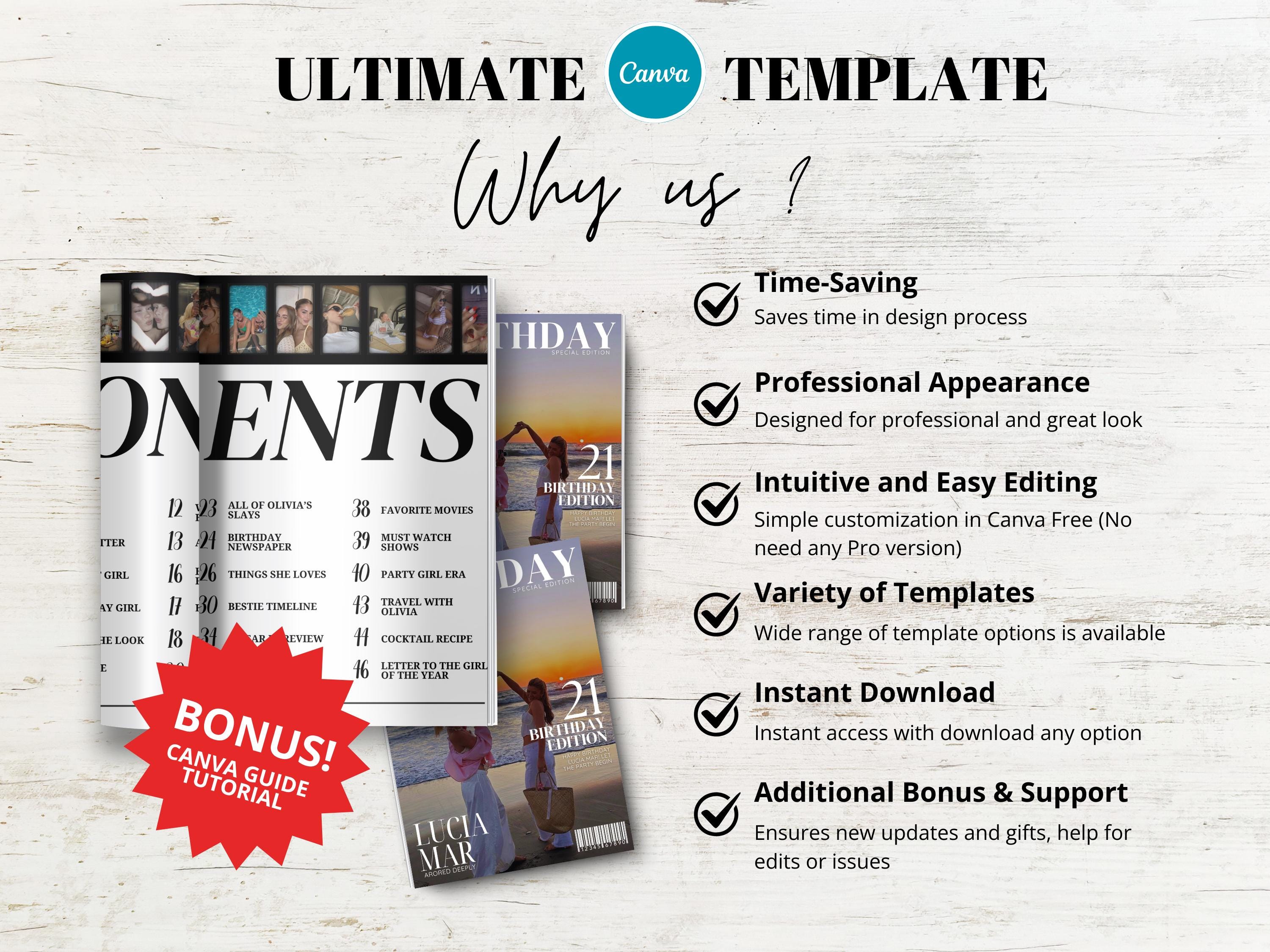 Magazine Card Custom Birthday Magazine Template, Canva Template Magazine, Bestfriend ...