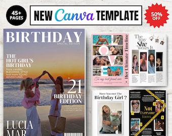 Custom Birthday Magazine Template, Canva Template Magazine, Bestfriend Gifts For Birthday, Magazine Covers Digital, Print Magazine