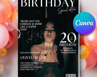 Canva Template Magazine Editable Birthday Magazine Anniversary Gift By Year Vogue Birthday Magazine Printable Birthday Gift For Her Unique