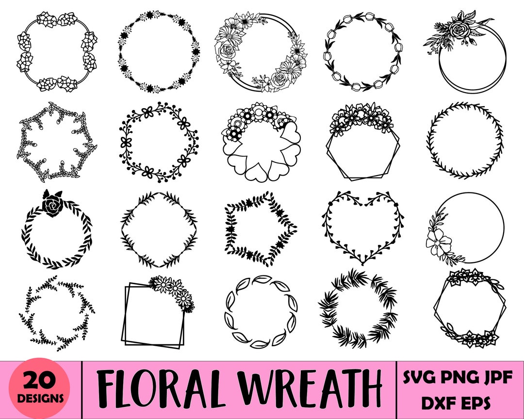 FLORAL WREATH SVG Bundle Circle Frame Svg Botanical Frame - Etsy