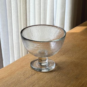 Vintage glass pedestal bowl, decorative fruit bowl, table centerpiece decor