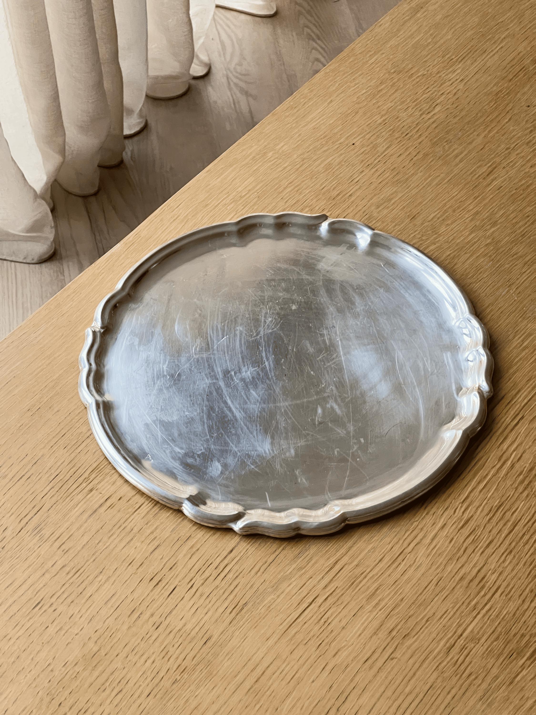 西ドイツ】ヴィンテージ シルバー トレイ プレート 装飾 オーバル 楕円