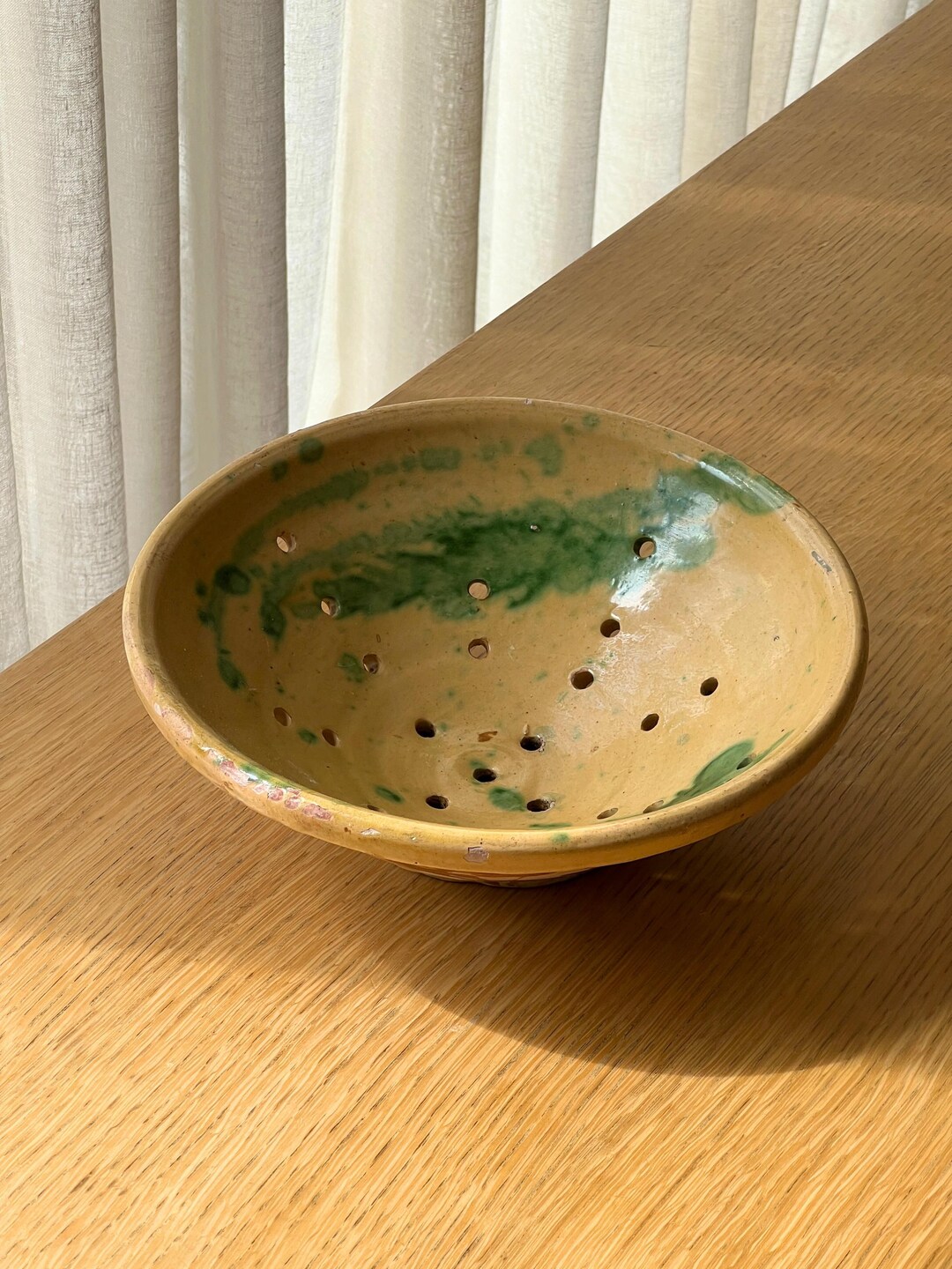 Antique Green-glazed Terracotta Colander, French or Spanish Origin - Etsy