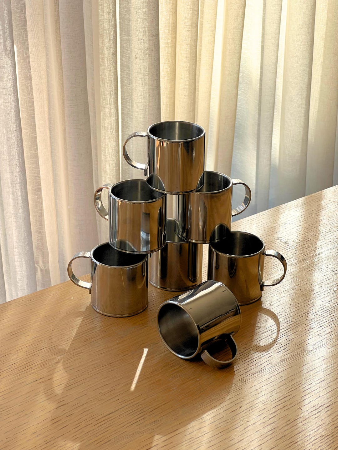 Vintage Stainless Steel Coffee Cups, Inox Coffee Cups, Vintage ...