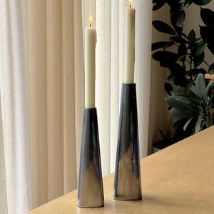 Vintage Ikea candle holders, Scandinavian stick candle holder, candlestick holder, minimalist modern chrome decor