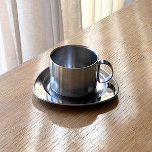 Vintage stainless steel coffee cup, inox coffee cups, vintage drinkware, espresso cups