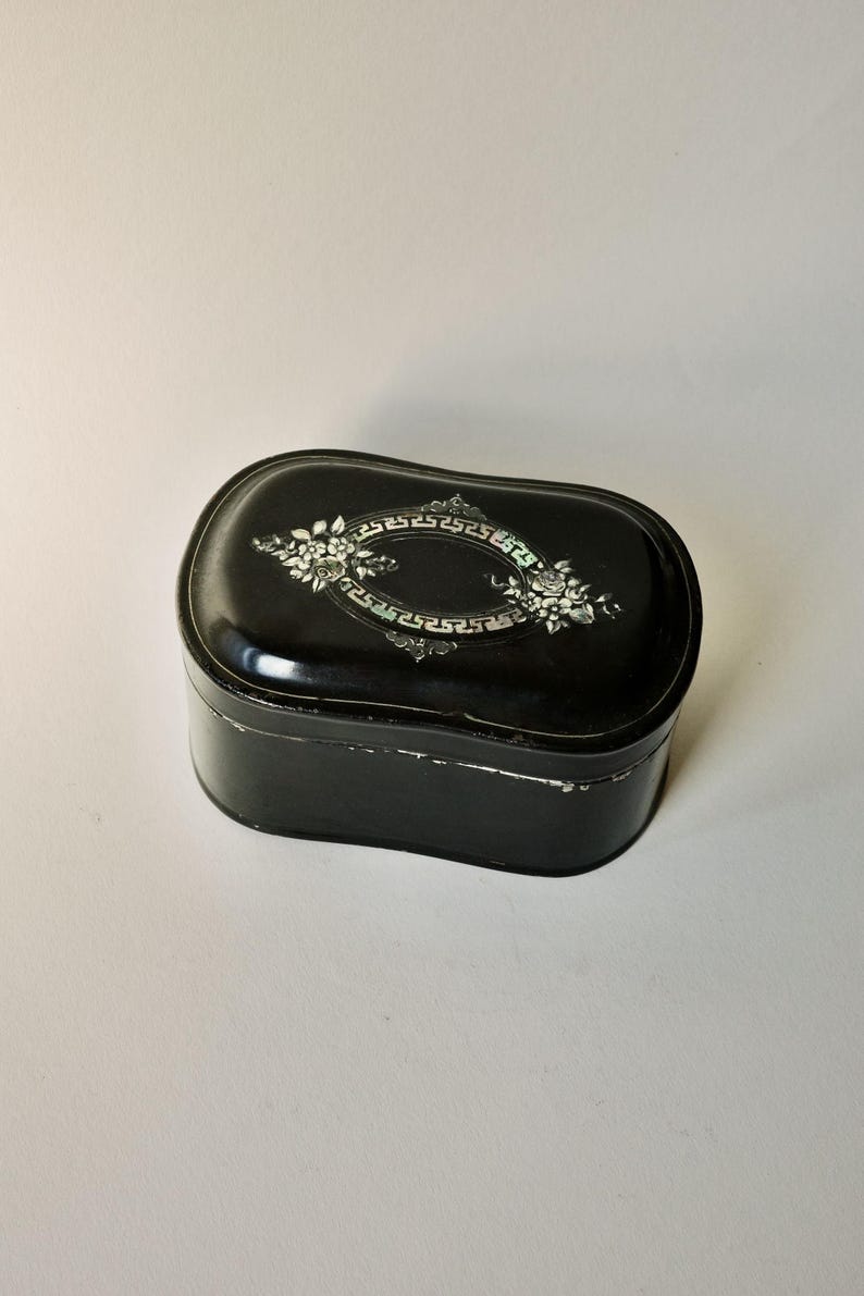 Antique Victorian Trinket Box & Tray with Mother-of-Pearl image 3