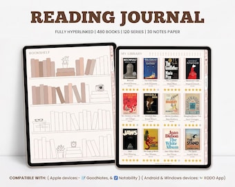 Diario de lectura digital / Planificador de reseñas de libros, registro de lectura / GoodNotes, Notability y iPad