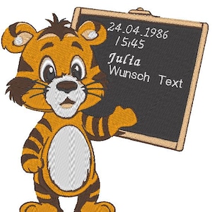 Tiger Embroidery File: Chalkboard Pointer, Creative Design, DIY Craft, Embroidery Pattern, Custom Message, Embroidery Template, Animal Embroidery