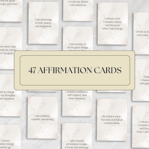 47 Affirmation Cards Printable | Digital Cards | Positive Affirmations | Self Care Cards | Inspirational Quotes | Affirmation Cards Bundle