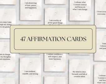 47 Affirmations Karten ausdrucken | Digitale Karten | Positive Affirmationen | Karten zur Selbstfürsorge | Inspirierende Zitate | Affirmationskarten Bündel