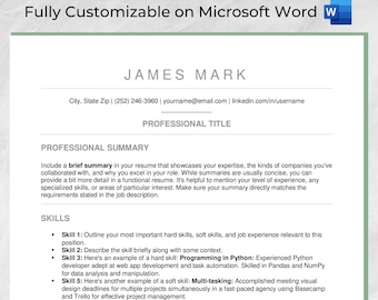 Profesjonalny, przyjazny dla ATS szablon CV — minimalistyczny design dla jednostronicowego CV — edytowalny format Word