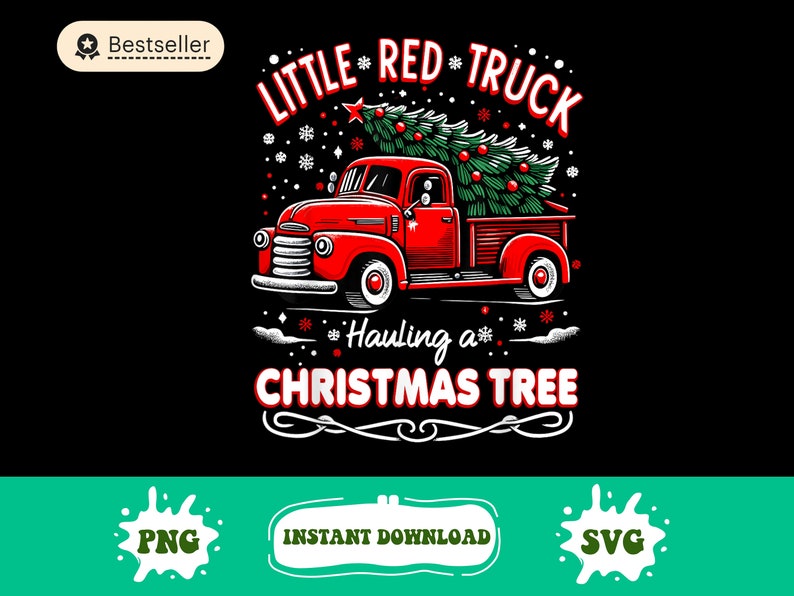Little Red Truck Hauling A Christmas Tree Png Images - Etsy