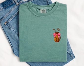 Womens Comfort Colors Golf Shirt, Womens Bow Golf Shirt, Simple Ladies Golf Shirt, Womens Golf Gift, Wife Golf Gift