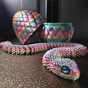 Articulated Rattle Snake, Dragon Snake, 3D Printed Sensory Stress Reliever, Unique Gifts, Gifts for Children, Bush Viper Fidget, Animal Toy