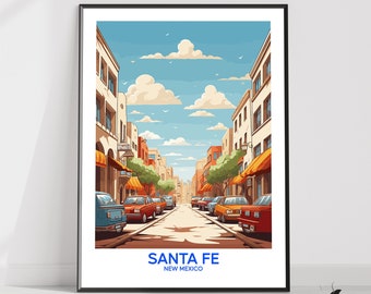 Santa Fe Poster|Santa Fe Travel Print|Santa Fe Wall Art|Santa Fe Wall Decor|Santa Fe llustration|Wall Art Gift Idea|Wedding anniversary gift