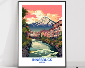 Póster de Innsbruck/Impresión de viaje de Innsbruck/Arte de pared de Innsbruck/Decoración de pared de Innsbruck/Arte de la ciudad de Innsbruck/Arte de Innsbruck/Idea de regalo/Regalo de inauguración de la casa