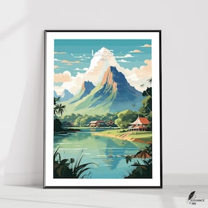 Laos Travel Print Wall Art,Laos Minimalist Painting Art,Laos Home decor,Laos City Photo,Laos Modern Poster Artwork