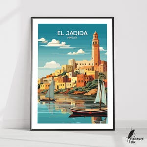 Stampa El Jadida/Poster di viaggio El Jadida/Opera d'arte El Jadida/Tela El Jadida/Decorazione da parete El Jadida/Decorazione per la casa/Dipinto vintage/Idea regalo/