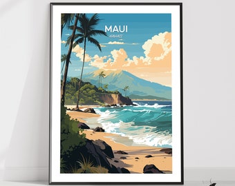 Maui Print|Maui Travel Poster|Maui Artwork|Maui Canvas|Maui Vintage art|Maui Home Decor|Maui Vintage Painting|Birthday gift|Hawaii print