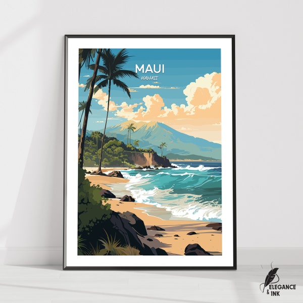 Maui Print|Maui Travel Poster|Maui Artwork|Maui Canvas|Maui Vintage art|Maui Home Decor|Maui Vintage Painting|Birthday gift|Hawaii print