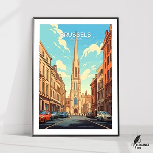 Stampa di Bruxelles/Poster di viaggio di Bruxelles/Opera d'arte di Bruxelles/Tela di Bruxelles/Decorazione murale di Bruxelles/Decorazione per la casa di Bruxelles/Pittura vintage/Idea regalo/
