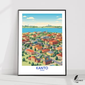 Kanto Poster|Kanto Travel Print|Kanto Wall Art|Kanto Wall Decor|Kanto City Art|Kanto Art|Kanto Gift Idea|Kanto Housewarming gift|Japan art