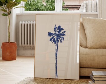 Minimalist Palm Tree Line Art Print, Coastal Beach Decor (Digital Download)
