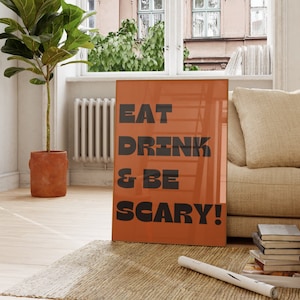 Halloween Bar Cart Print, Trendy Halloween Decor, Bar Cart Wall Art, Kitchen Printable Halloween Wall Art, Typography Print,Digital Download