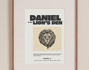 Daniel Lion's Den Print: Bible Verse Wall Art Church Decor (Digital Download)