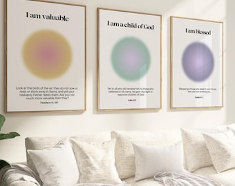 Jesus Aura Posters: Bible Verse Gradient Prints (Digital Download)